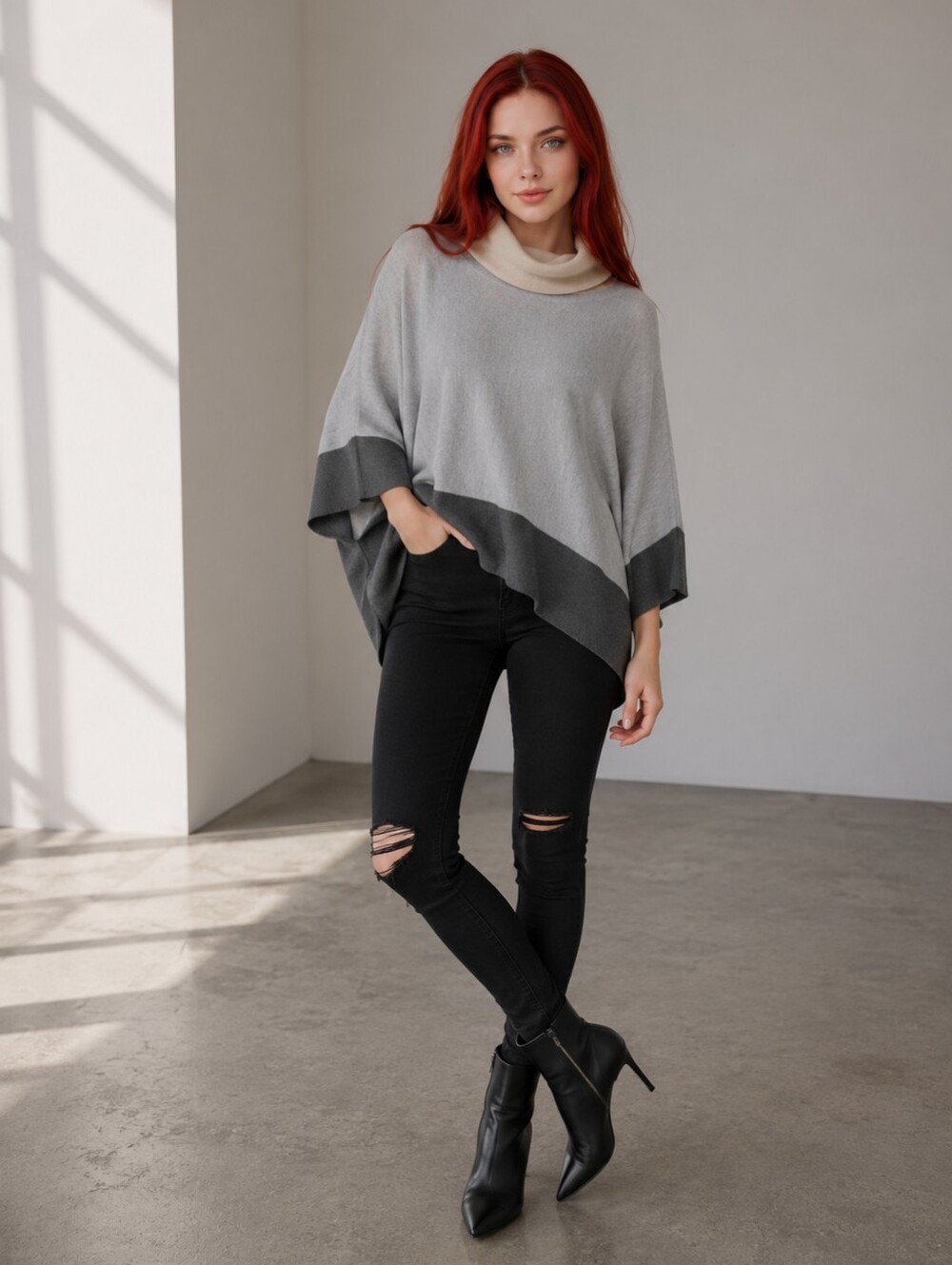 EUC White House Black Market Size Small Cowl Neck Dolman 3/4 Sleeve Sweater!